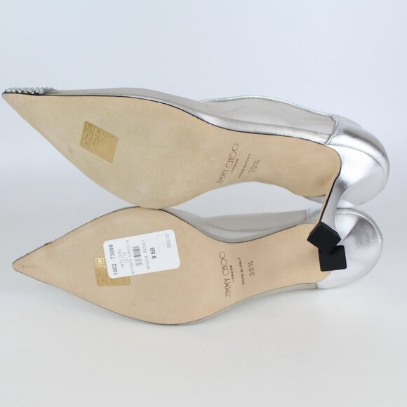 NEW JIMMY CHOO Nicole 90mm Silver Mesh Crystal Pumps - Heel for Weddings, Events - Picture 15 of 16